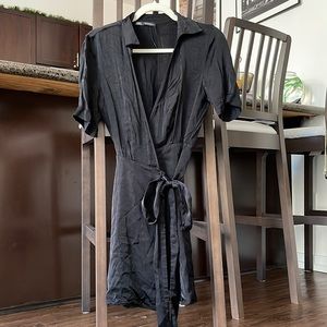 Zara Black Silk Wrap Dress